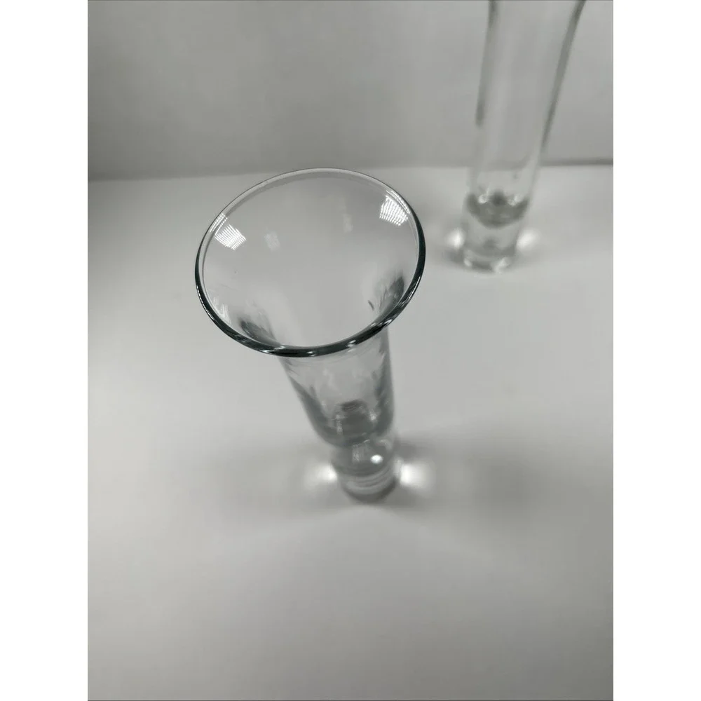 Set 2 Bud Vases 1980's Cutsie Crown Corning‎ Clear Glass Vase Bubble